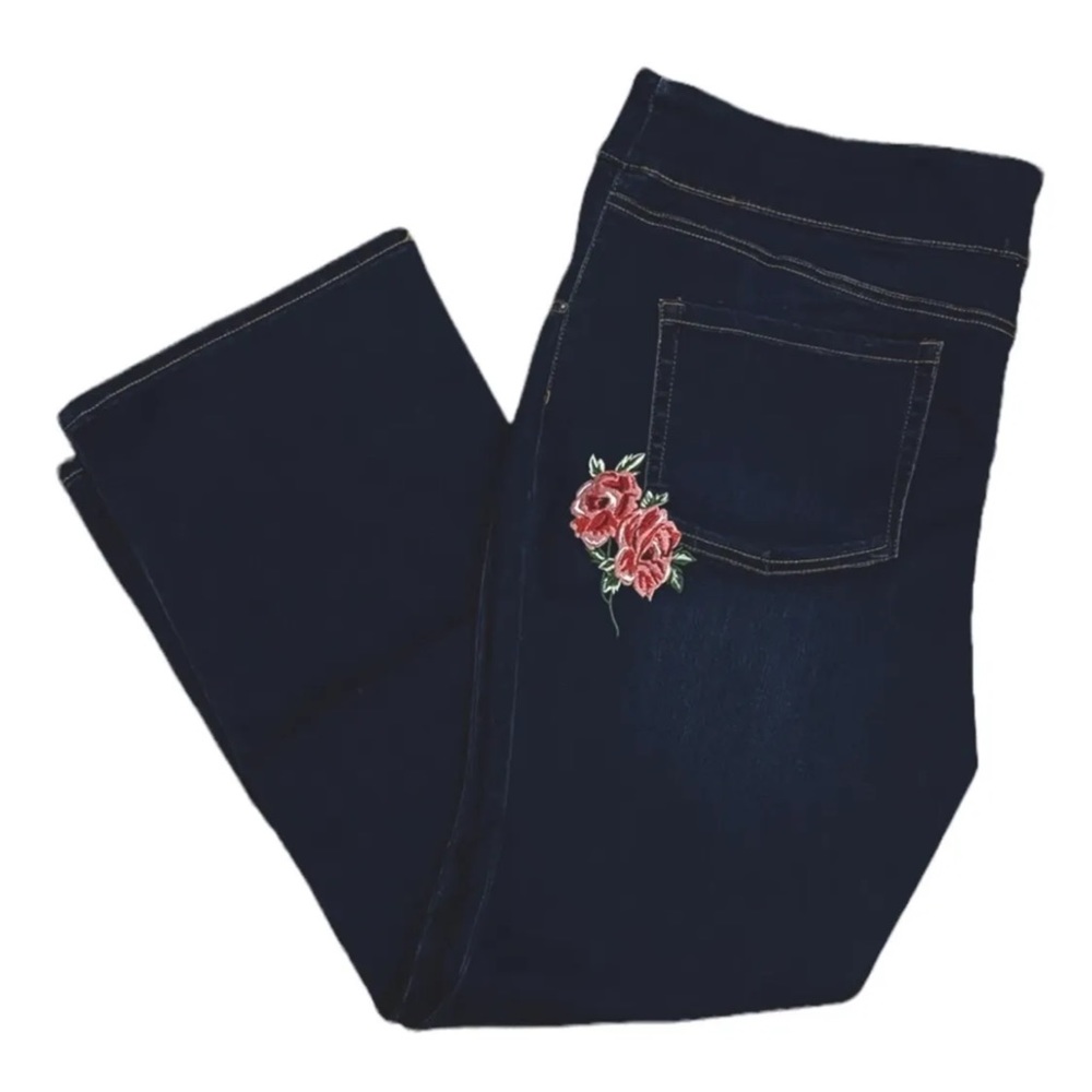 The Pioneer Woman Dark Blue Boot Cut Jeans with Floral Embroidery